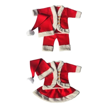 Реквизит для фотосессии новорожденных 3ШТ, Праздничный Рождественский костюм, Шляпа Санта, Топы и брюки, Одежда для фотосессии, детская одежда для фотосъемки