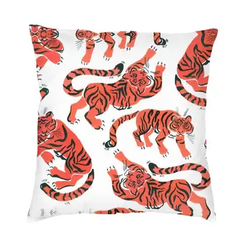 Ретро-животное, тигр, наволочка, декор, Домашняя гуашевая живопись, роскошный чехол для диванной подушки, бархатная наволочка