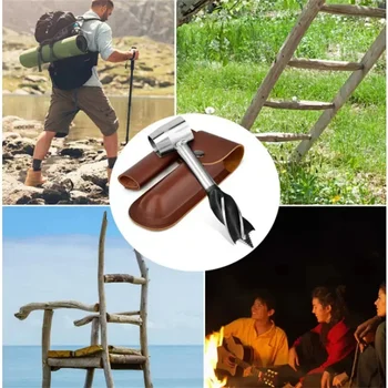 Ручная дрель для выживания, кожаный чехол, инструмент для выживания, искусственная кожа, Деревообрабатывающее сверло, защита от кемпинга, аксессуары для кустарных промыслов