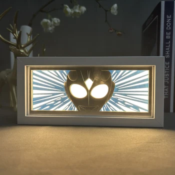 Светодиодный ночник Ultraman Tiga Lightbox для декора спальни, Ночник, настольная лампа в стиле манга, Подарок на День рождения, Коробка для теней, вырезанная из бумаги,