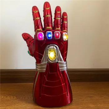 Светодиодный светильник 1: 1, перчатки для косплея из 4 камней, реквизит для косплея супергероя Тони Старка, ПВХ, подарок для детей