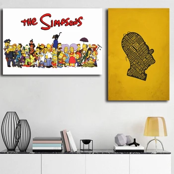 Семейство модульных желтых мультяшных картинок для печати высокой четкости Simpson's, украшение дома, картина, холст, плакат, настенное искусство liv