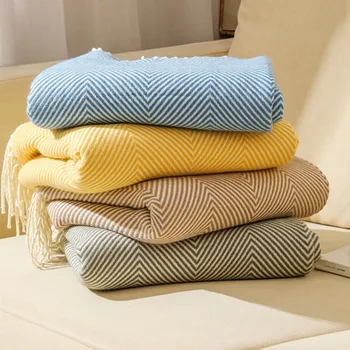 Скандинавское вязаное одеяло Клетчатое покрывало Нитяные одеяла Чешский диван-кровать Декоративное покрывало для дивана Мягкое полотенце Гобелен для кровати