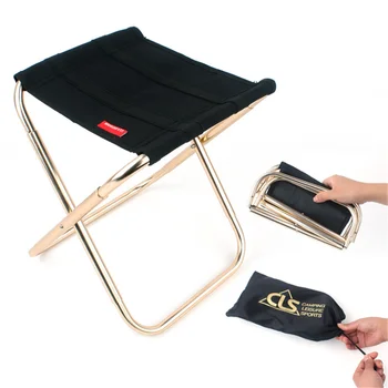 Складной стул для кемпинга на открытом воздухе Портативный табурет из алюминиевого сплава, дорожный стул, стул для рыбалки, пикник с сумкой для хранения, уличные инструменты
