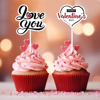 Тематические вечеринки, Топпер для торта, Топперы для кексов на День Святого Валентина, Новогодние украшения для торта, принт с буквами в форме сердца на 2024 год