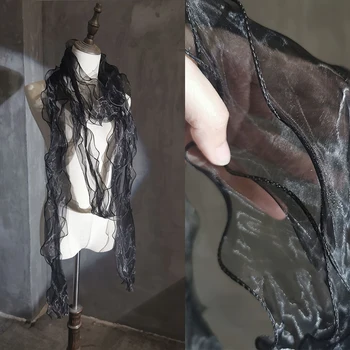 Ткань юбки Eugen с газовым подолом, три слоя волнистой текстуры, грибок с рюшами, Крупное кружево, Швейные аксессуары, Дизайнерская ткань Dentelle