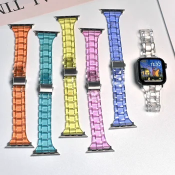 Тонкий Ремешок Из смолы Для Apple Watch Band 44 мм ultra 49 мм 41 мм 45 мм 40 мм 42 38 мм glacier браслет Smart Iwatch серии 8 7 6 5 4 3 Se