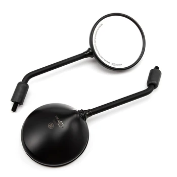 универсальное круглое зеркало для мотоцикла 2шт, черное/хромированное, подходит для большинства зеркал заднего вида с резьбой диаметром 10 мм, боковых зеркал заднего вида