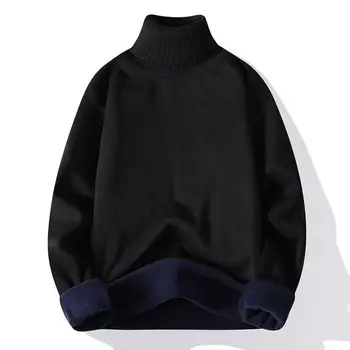 Уютный свитер Уютный мужской зимний свитер толстой вязки с высоким воротником, морозостойкий эластичный пуловер из мягкого плюша, осенняя мода