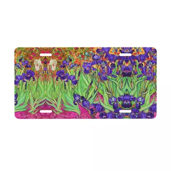 Фиолетовые ирисы Винсента Ван Гога на обложке номерного знака Цветы Декоративная наклейка на автомобильный номерной знак из алюминия 6 X 12 дюймов