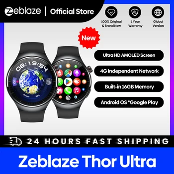 [Флагман 2024 года] Zeblaze Thor Ultra Android Smart Watch С AMOLED-экраном, 4G Независимой сетью, Встроенным GPS, 16 ГБ памяти Google Play
