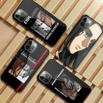 Чехол для Мобильного Телефона AOT Eren Jaeger для iPhone 15 14 13 12 11 XS X 8 7 6 Plus Mini Pro Max SE 2022 PC Стеклянная Крышка Телефона Funda