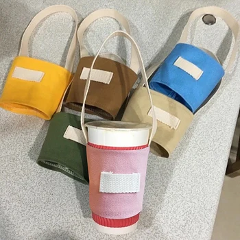 Экологичная сумка для напитков, чехол для чашки, холщовая сумка-тоут, пакет для бутылок, Чай с молоком, напиток ручной работы, Чай с молоком, кофейная сумочка, холщовая сумка