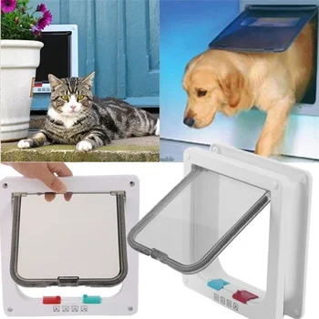 4-позиционный замок для домашних животных, кошек, собак, Магнитный замок для откидной двери, размер S, M, L, XL