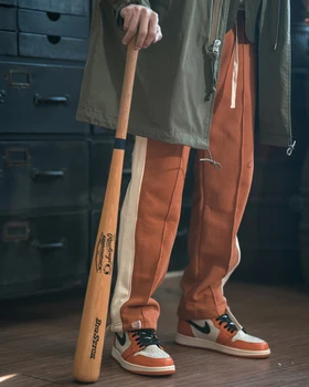 Двухцветные спортивные брюки в стиле олдскульных 80-х, мужские хлопчатобумажные брюки для бега трусцой