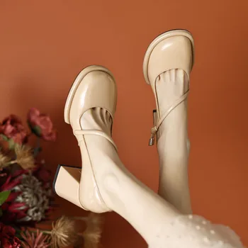 Женские туфли на каблуках mary janes, туфли в стиле Лолиты на платформе, женские туфли-лодочки в японском стиле, винтажные женские туфли на высоком каблуке для девочек