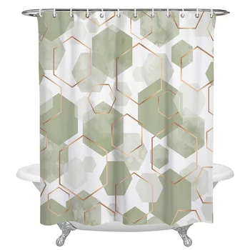 Занавески для душа с геометрической текстурой цвета шалфея зеленого, водонепроницаемые занавески для ванны, домашний декор, современная роскошная занавеска для ванной комнаты