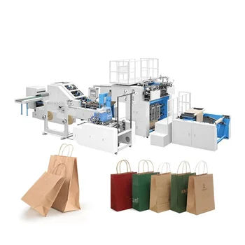 Машина для изготовления Бумажных пакетов с Квадратным дном Машина для изготовления пакетов для упаковки пищевых продуктов на вынос из Крафт-бумаги Машина для изготовления бумажных мешков для переноски