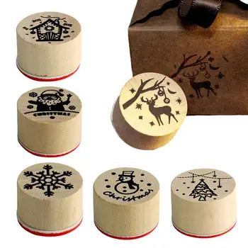 Рождественские марки для рукоделия 6шт Набор деревянных декоративных штампов Милый дизайн открытки своими руками для изготовления поздравительных открыток