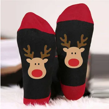Рождественские хлопчатобумажные носки с милым рисунком оленя для мужчин и женщин Повседневные женские колготки средней длины Колготки в сеточку Оптом