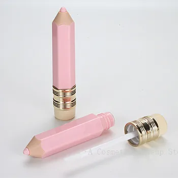 Розовый пластиковый прозрачный пустой тюбик блеска для губ-карандаш объемом 5 мл, косметический контейнер для упаковки красного блеска для губ
