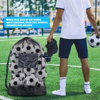 Сетчатая сумка для спортивных мячей с завязками, регулируемый ремень, Сетка для хранения баскетбольных волейбольных мячей футбольной команды, мячей для плавания