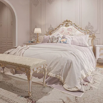 Современная кровать высокого класса King Size, Простая роскошная кровать для девочки в спальне, Дизайн постельного белья, Белые Muebles для спальни, Скандинавская мебель