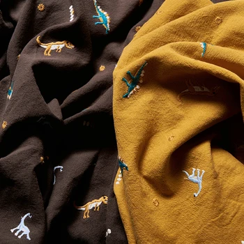 Хлопчатобумажная льняная ткань с вышивкой, узор Динозавра, Мода ручной работы, Домашняя ткань, Подушка, Ткань для багажа