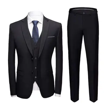 Элегантные костюмы для мужчин, деловой костюм, комплект из 3 предметов, Приталенный строгий костюм, блейзер masculino